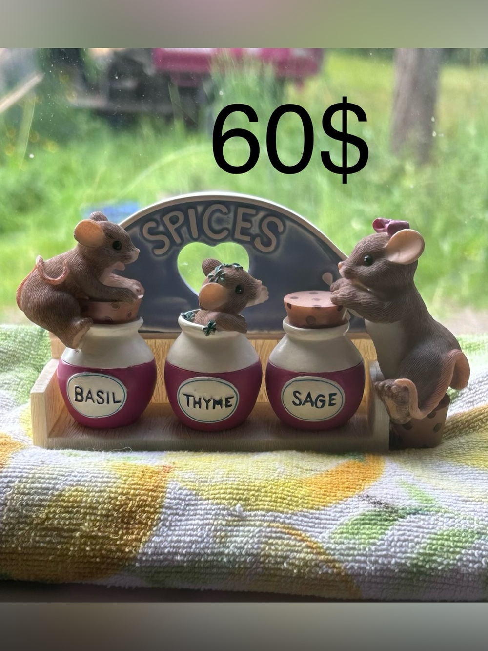 Charming tales  Mouse Spice Jar Set - Pink and Cream